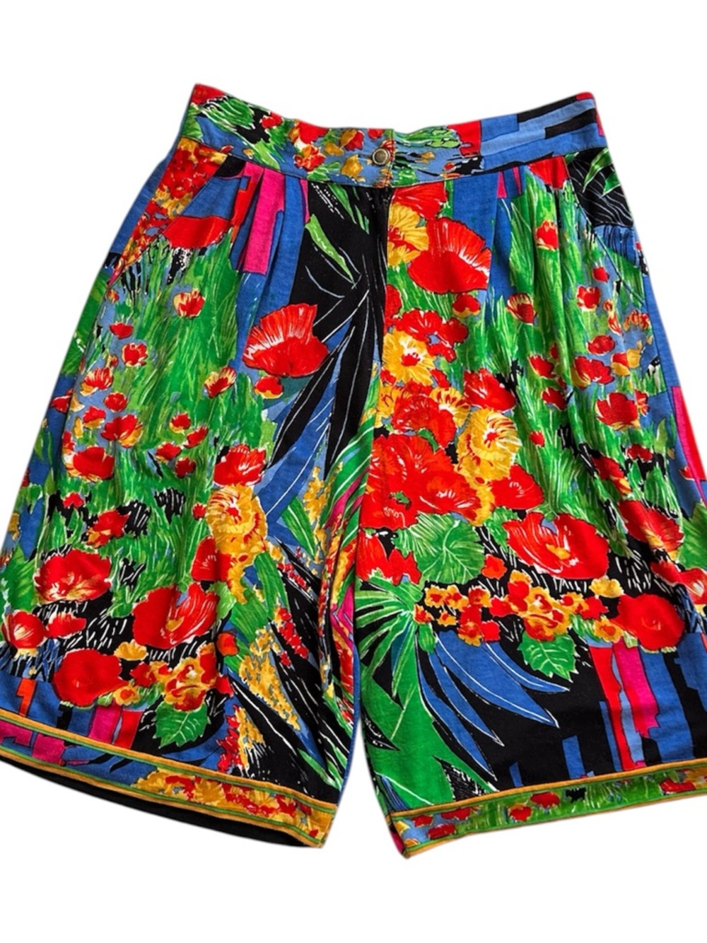 Tropical Floral High-Waist Women's Bermuda Shorts - Multicolor